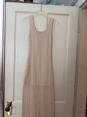 Forever 21 Beige Crochet Maxi Dress, Size Small